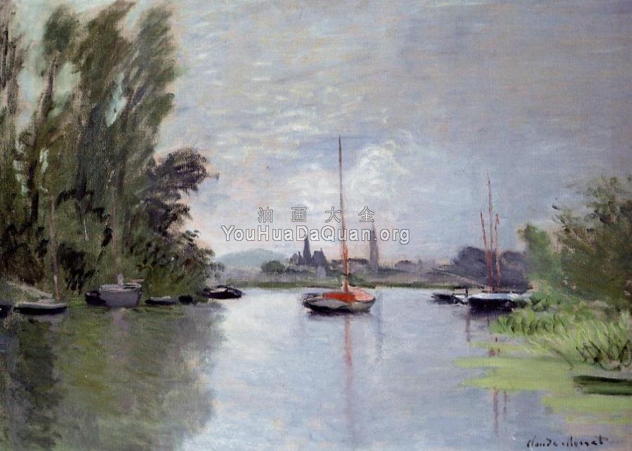 Argenteuil, Seen from the Small Arm of the Seine - 克劳德·莫奈